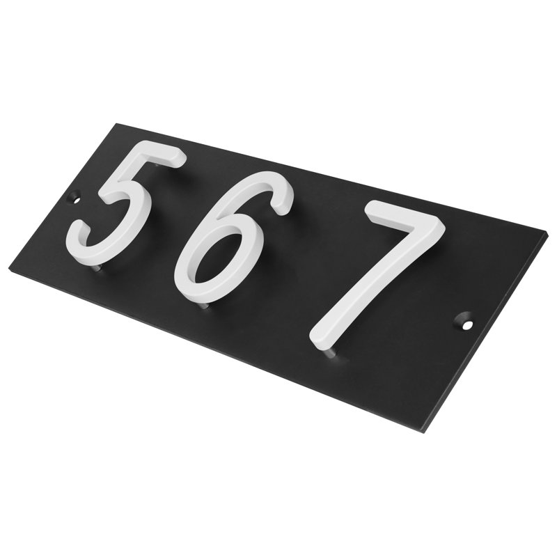 Royal Shade Floating Horizontal Aluminum Address Plaque – Customized 3-Digit, White, Yes, Black