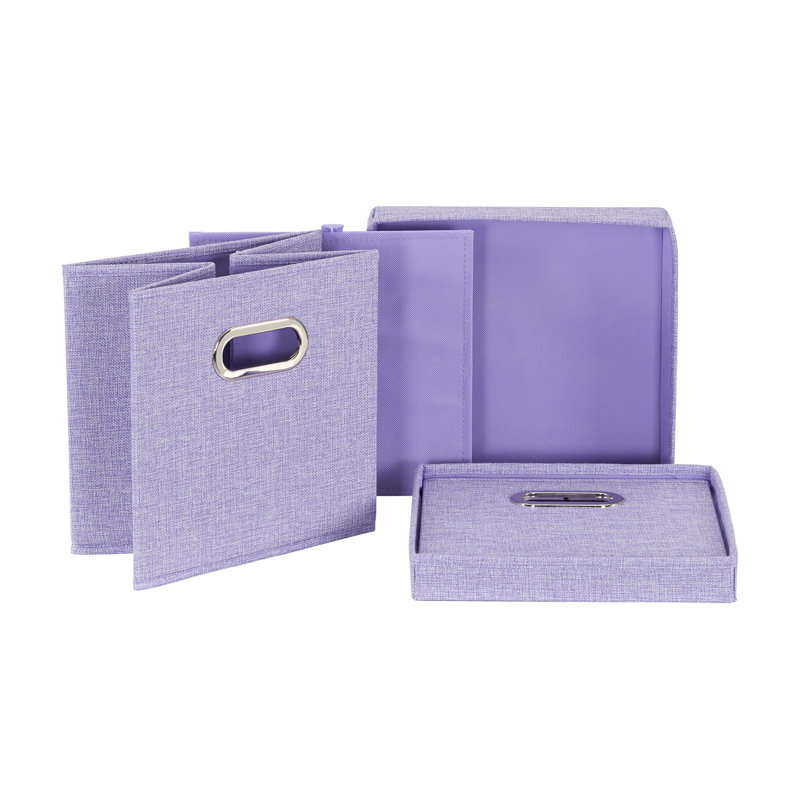 Lavender Fabric Collapsible Storage Cube Set with Lids, 11"