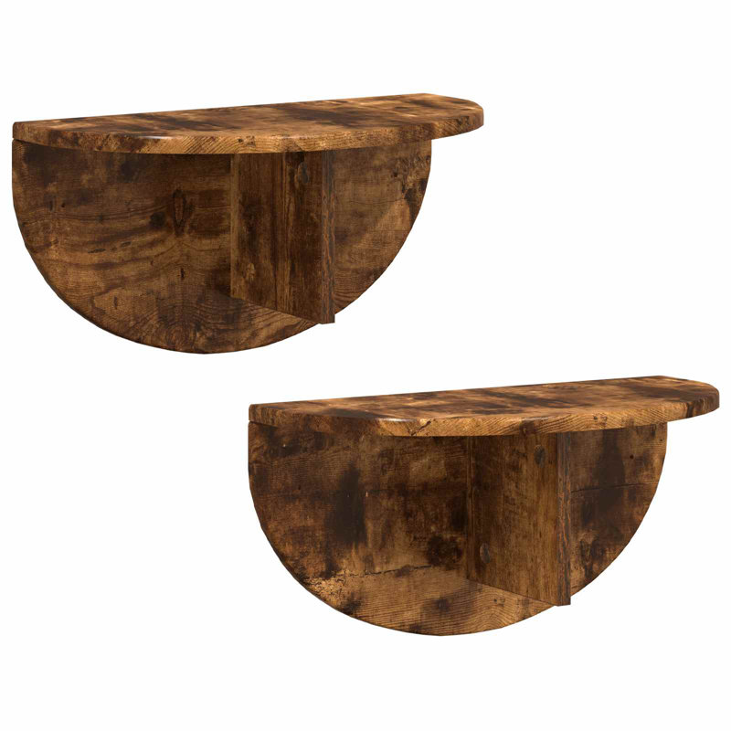 Floating Shelf, 24cm H x 48cm W x 24cm D, Smoked Oak