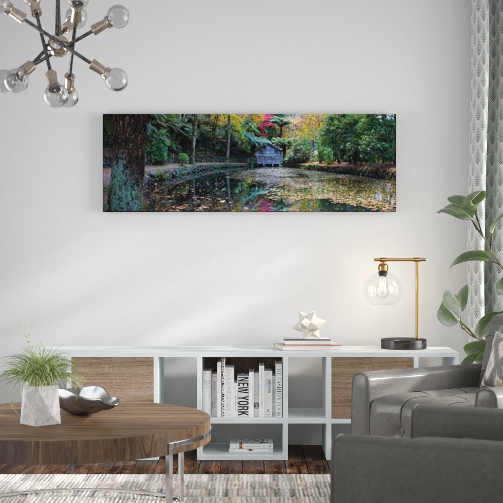 Boathouse Reflection by Andrew Brown Photographic Print on Canvas in Green