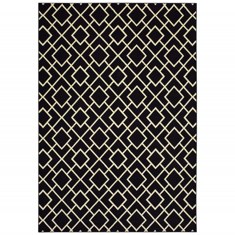 Tapis noir / beige Bernadet, Rectangle 9 pi 10 po x 12 pi 10 po