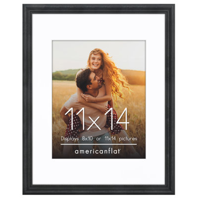  Vintage Frames - 8x10 Picture Frame with Beaded Accents - Use as 5x7 Frame or Display 8x10 Photos Without Mat - Black