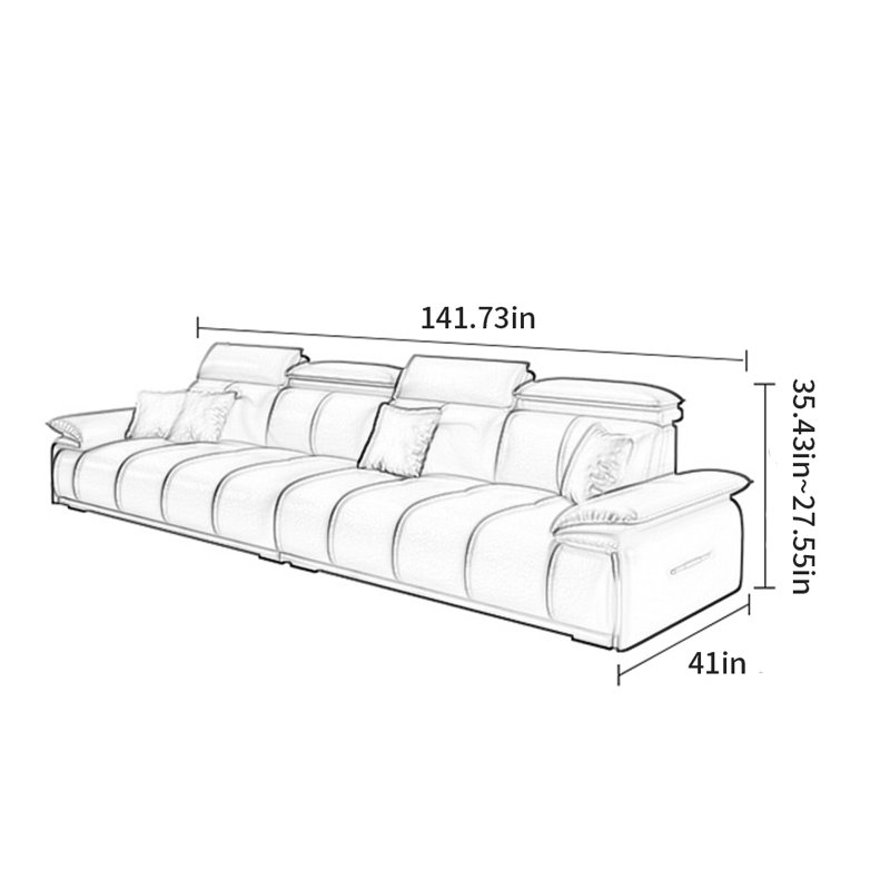 American minimalist and luxurious sofa, 3, 35.43" H x 141.73" W x 41" D