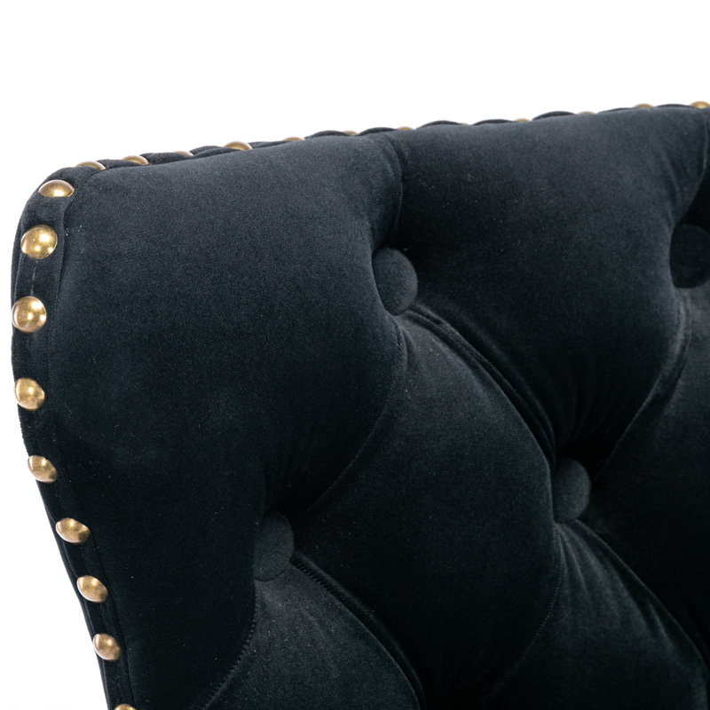 A&A Furniture,Swivel Velvet Barstools Adjusatble Seat Height From 25-33 Inch,17.7 Inch Base, Modern Upholstered Bar Stools With Backs Comfortable Tufted For Home Pub And Kitchen Island,Black,Set Of 2