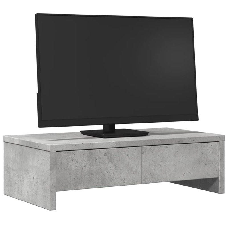 Barra Manufactured Wood Monitor Stand, Concrete Grey, 15cm H x 50cm W x 27cm D