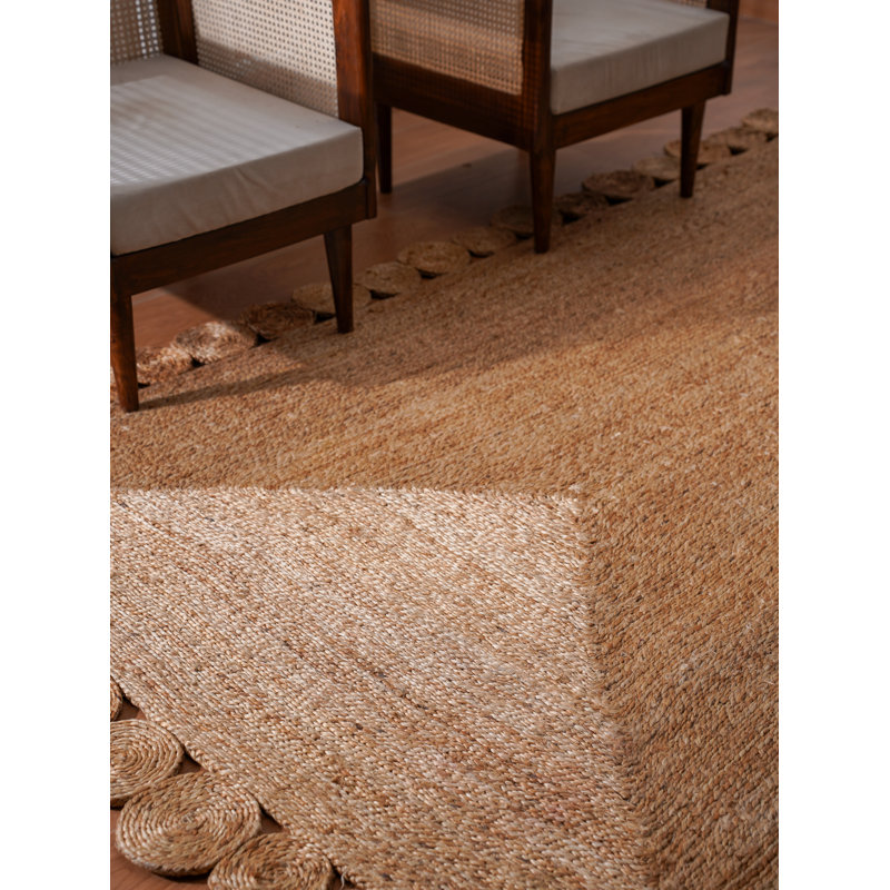 Heller Hand Woven Jute Eco-Friendly Solid Area Rugs - Rectangle, Beige Color, Oriental Design, Low Pile, Natural Fiber, Outdoor Indoor Handmade Area Rugs for Living Room, Bed Room