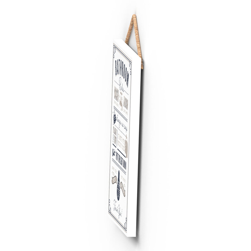 Bathroom Rules - Typography on Wooden Plaque