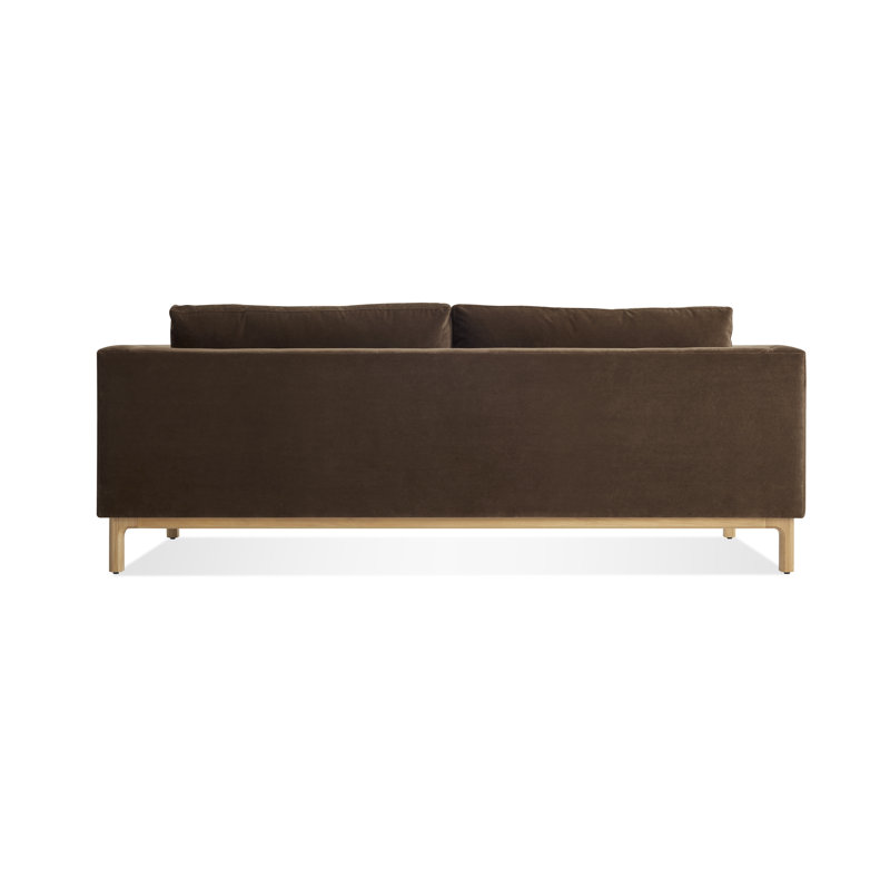Guide Sofa, 31" H x 96" W x 36" D, White Oak, Coffee Velvet Polyester Blend