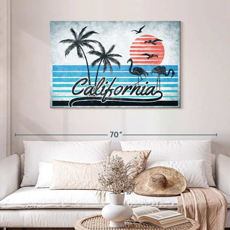 «Retro California Sign», reproduction sur toile, H 30 po x l 45 po x P 1,25 po
