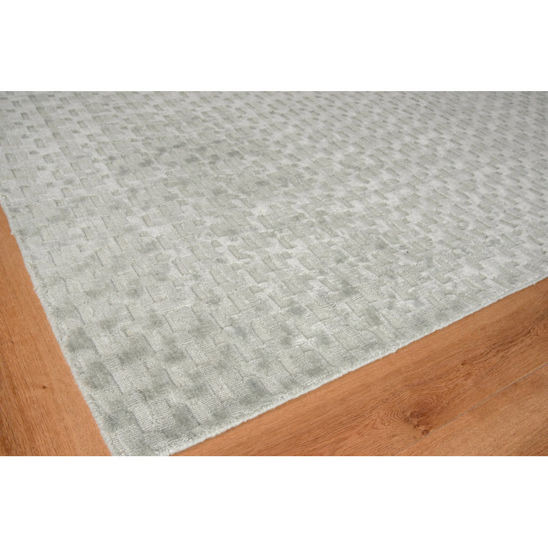 Monroe Silk Geometric Area Rug in Light Green, Rectangle 12' x 15'