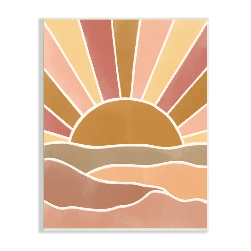 «Hilly Sunrise Beam Boho Landscape», art mural surdimensionné sur toile tendue par Taylor Shannon Designs, Plaque murale