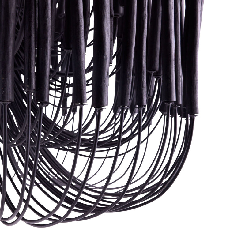 Tilda Chandelier, Black Stained Wood, 38" H x 36" W x 36" D