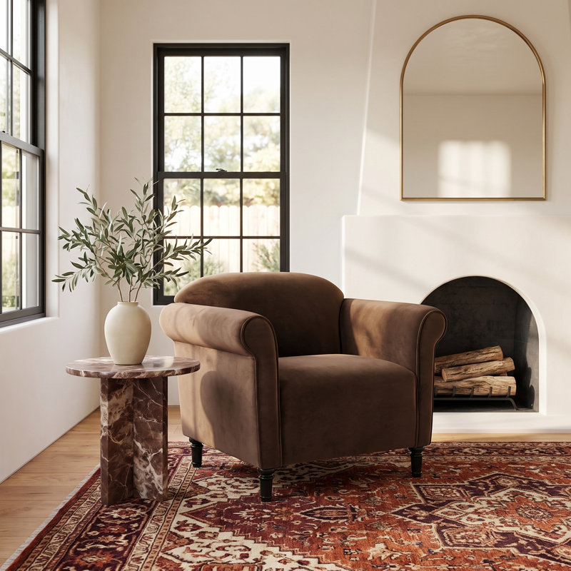 Marirose Accent Chair Faux Mohair, Dark Brown Velvet
