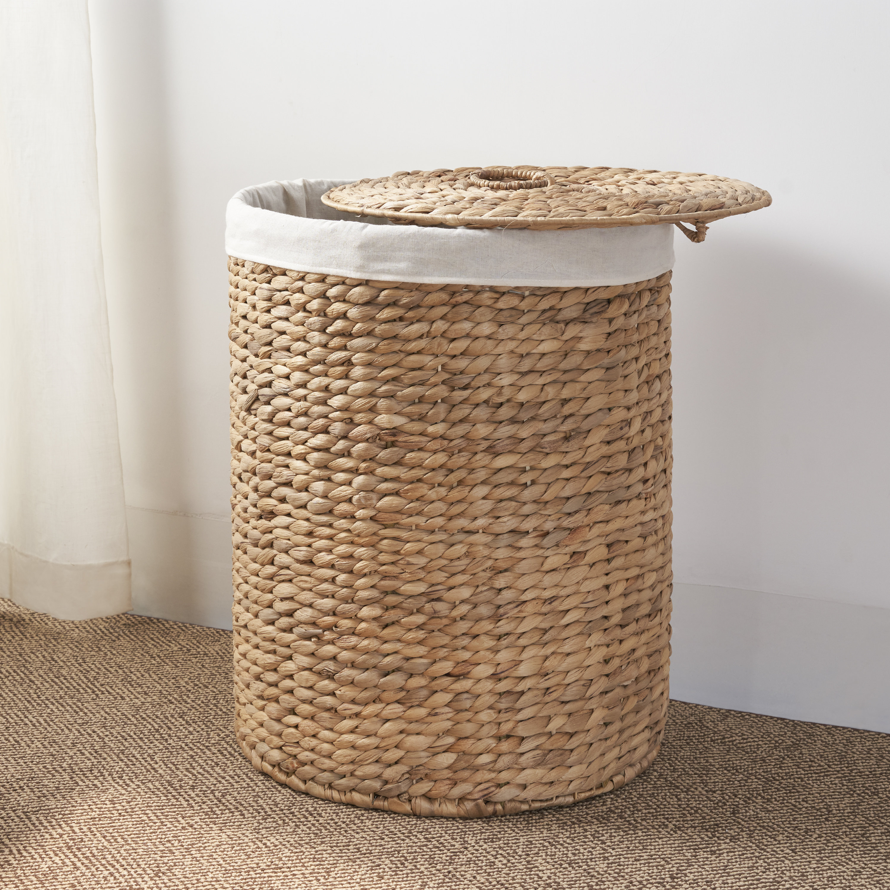 SOL HOME Ludmilla Round Tall Water Hyacinth Woven Wicker Laundry Hamper & Reviews | Wayfair