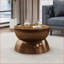 Table basse moderne en fer brun antique brossé pour le salon, aucun assemblage requis-11132769
