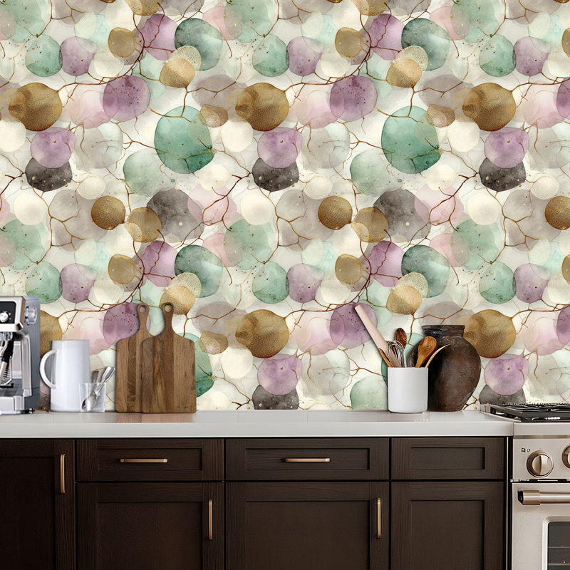 Papier peint adhésif peler et coller en PVC, revêtement mural auto-adhésif amovible avec aquarelle, impression de surface florale de jardin botanique, imperméable pour la décoration intérieure - rouleau