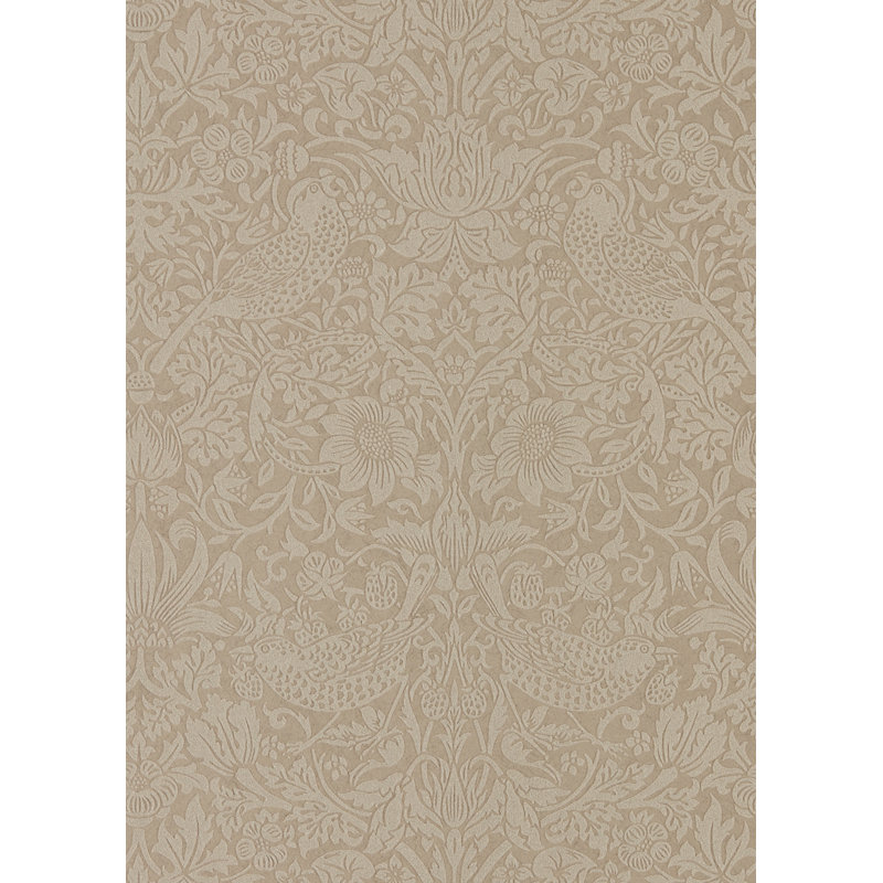 Pure Strawberry Thief Wallpaper, Taupe/Gilver