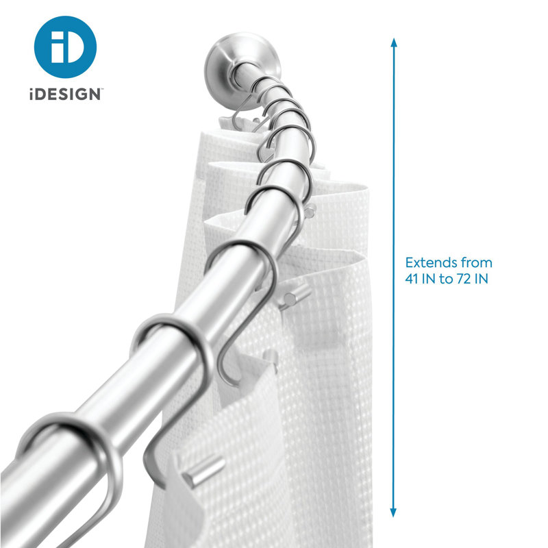 Adjustable Brushed Silver Curved Shower Curtain Rod