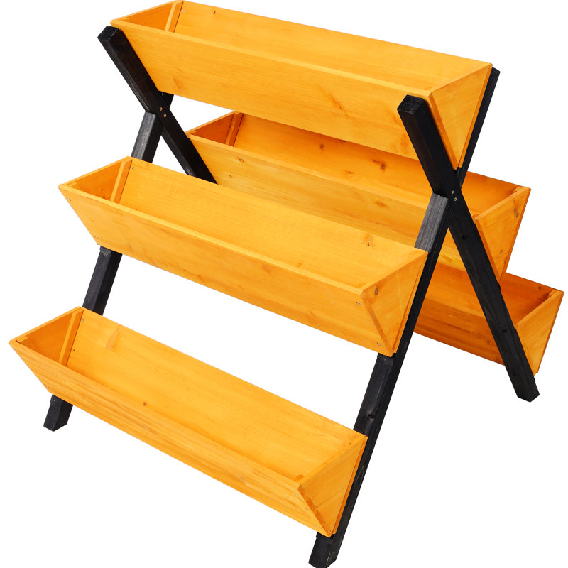Lit surélevé en bois brun pour arbres fruitiers