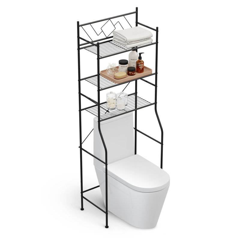Rebrilliant 3-Tier Over-the-Toilet Bathroom Storage Organizer with Wide Stabilizing Base, Freestanding Shelves, Matte Black
