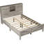 Grand lit en bois de style rustique avec tête de lit à double porte coulissante et point de charge, finition gris antique, support en lattes de bois, plateforme grand lit sans sommier, gris, base, nécessaire-1473200958-1473200951