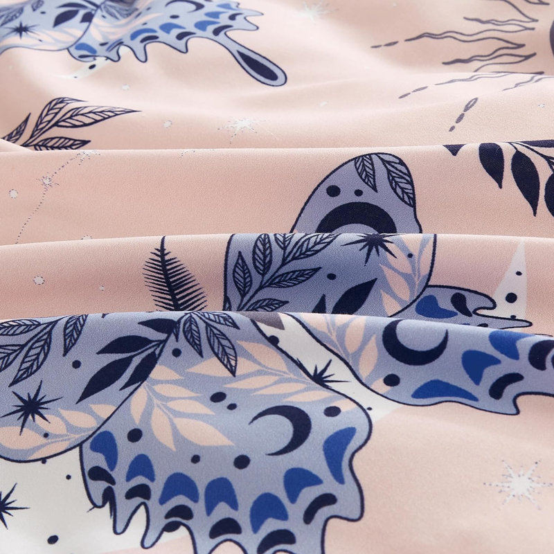 Full Pink and Blue Microfiber Butterfly Kids Bedding Set