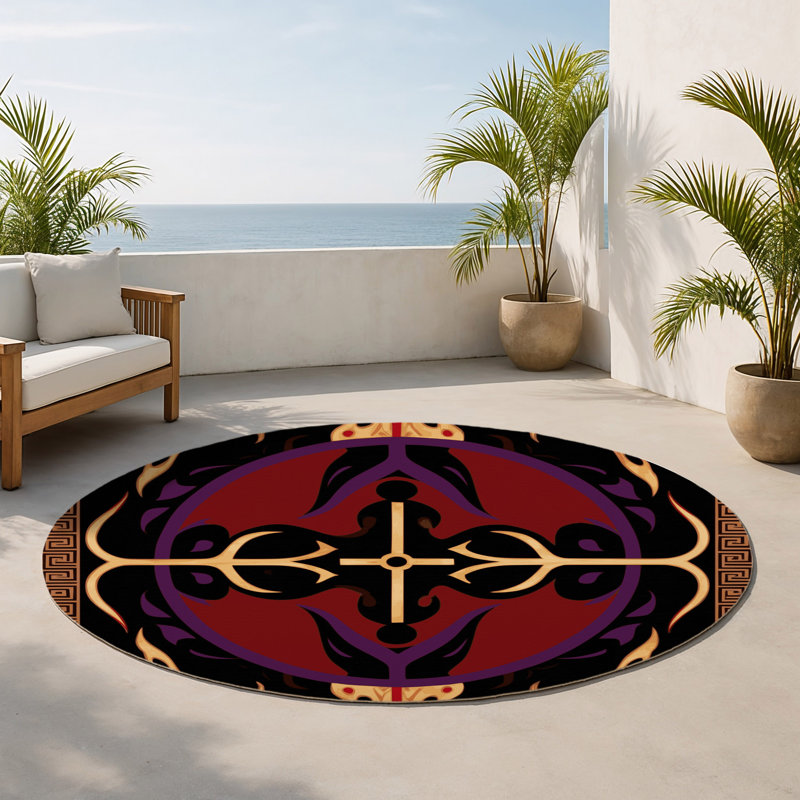 Tapis intérieur et extérieur Luminous Fleur, Rond 5 pi