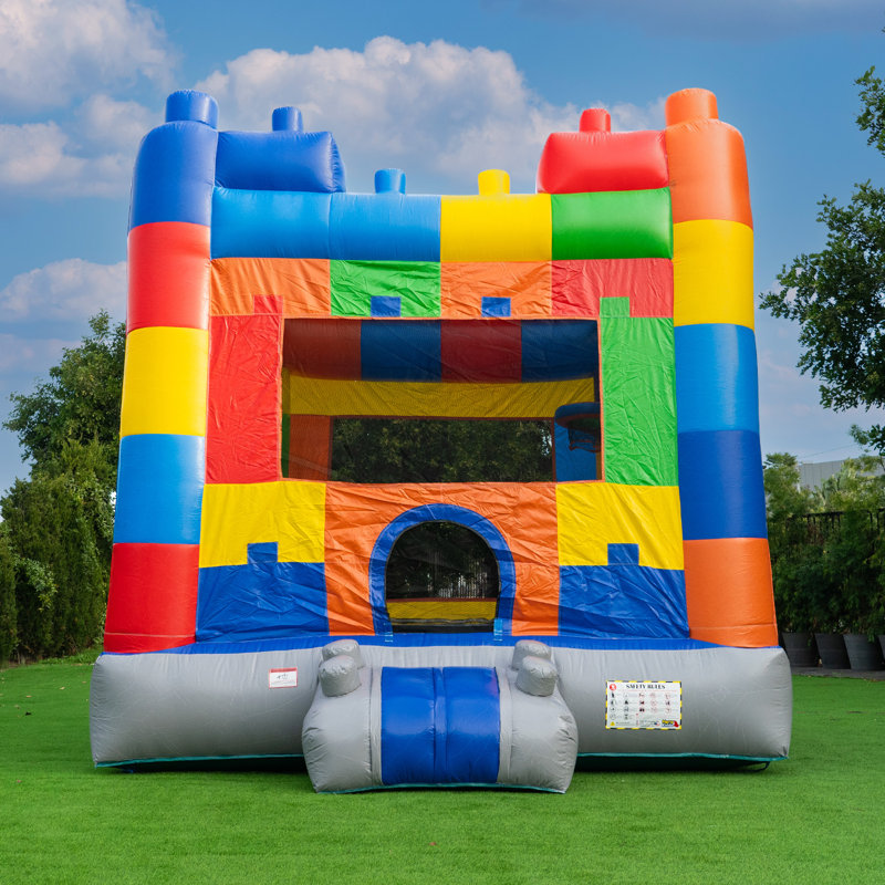 Jeu gonflable HeroKiddo de 14 pieds de qualité commerciale avec panier de basketball, souffleur d'air et siège gonflable pour enfants