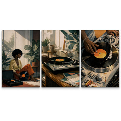 Illustration de style de vie de disque vinyle Cozy