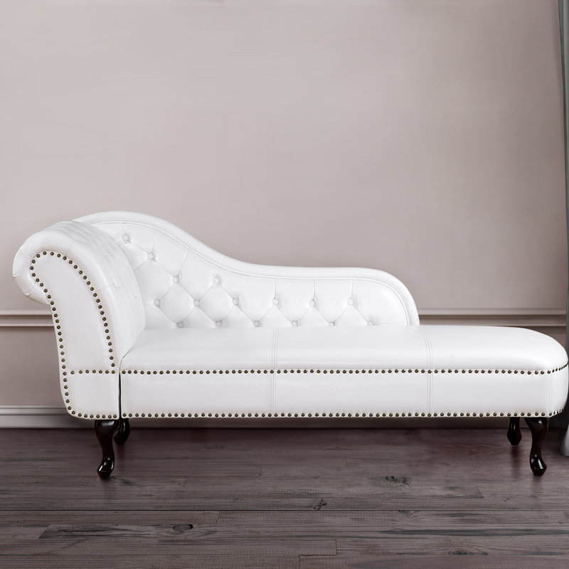 Channahon Upholstered Chaise Lounge, Glossy White