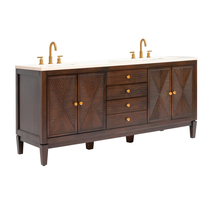 Lilly's 72"L Free Standing Vanity In Dark Walnut