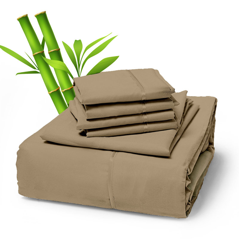 Premium Rayon From Bamboo Blend Sheet Set With Deep Pockets, Cooling and Breathable, Taupe