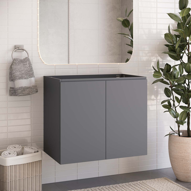Vitality 30" Gray Particleboard Wall-Mount Bathroom Vanity