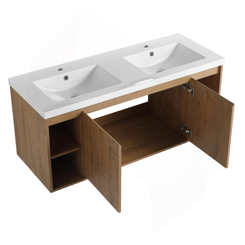 Wall Mounted Bathroom Vanity With Double Sink, Soft Closing Door Hinge