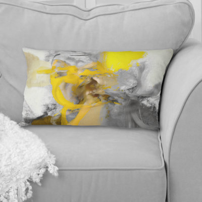 Mustard Yellow And Vivid Gray I - Printed Pillow