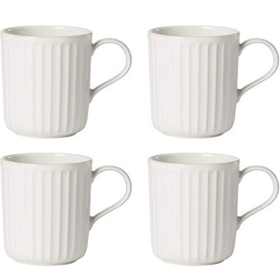 French Perle Scallop 4-Piece Mug Set