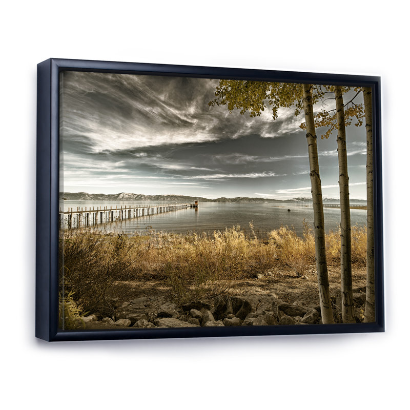 Jetée à Brown Lake - reproduction de photo, H 12 po x l 20 po x P 1 po, Toile avec cadre flottant