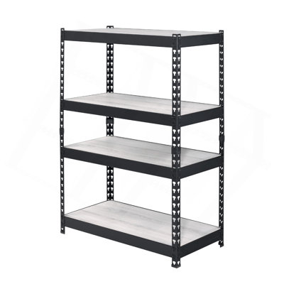4 Tier Rectangular Bookcase with Adjustable Shelves, Natural and Black