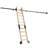 Natural Knotty Pine Wood Sliding Library Step Ladder With Rolling Ladder Hardware-1426495596-1426495599