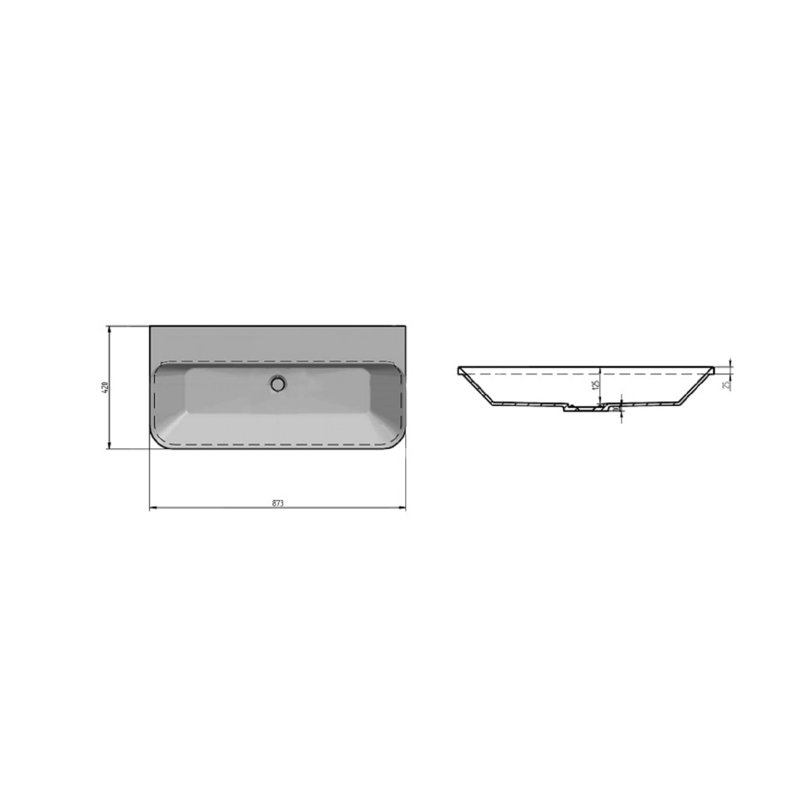 Belfry Bathroom Greenhorn 420mm W Grey Dolomite Rectangular Sink, 14cm H x 86cm W x 42cm D