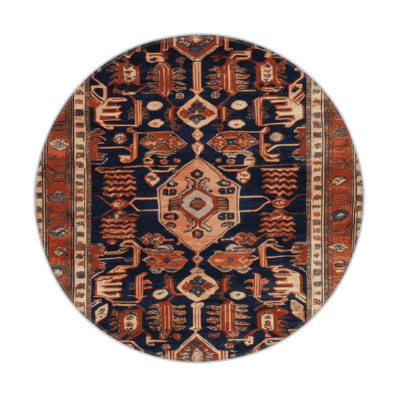 Tapis turc intérieur et extérieur brun, Rond 5 pi
