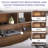 Rounded-Edge Bookcase Headboard with LED Lighting & Built-In Charging Station, King-1958409765-1958409767