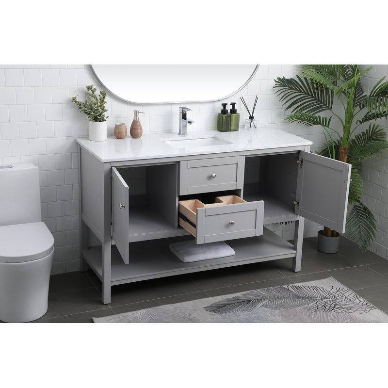 Meuble-lavabo de 54 po avec marbre d'ingénierie Heath, Gris