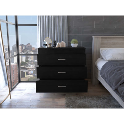 Commode 32 po à trois tiroirs noire