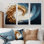 Ensemble d'impressions murales blanches, bleues et dorées, "Maelstrom of Creativité I"