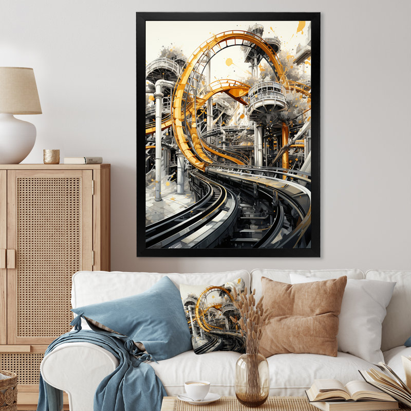 Rollercoaster Symphony I, reproduction d'art sur toile, Cadre photo noir, H 40 po x l 30 po x P 1,5 po