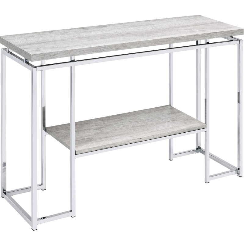 Console grise et argentée avec accents de bois - Ajoutant une touche chaleureuse à votre espace + table de rangement pratique et moderne