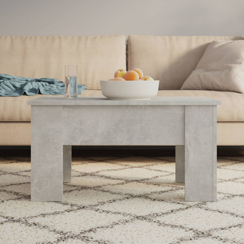Hutt Lift Top Four Leg Coffee Table with Storage, Concrete Grey, 41cm H x 79cm W x 49cm D
