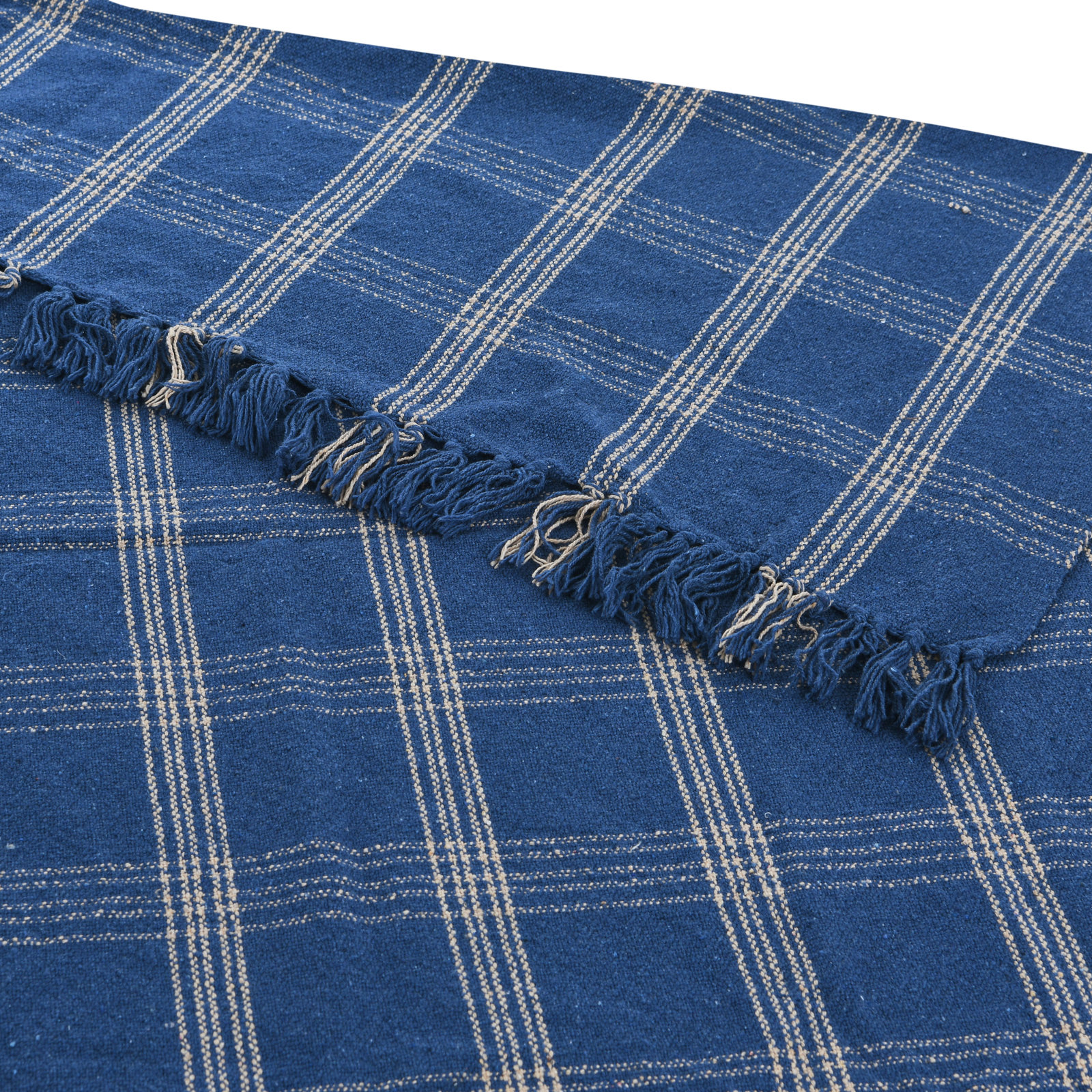 Eura Cotton Throw Blanket, Blue