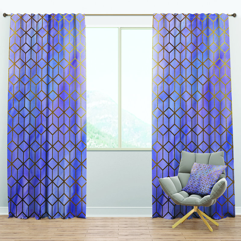 Panneau de rideau simple semi-diaphane avec passe-tringle Cubes, l 52 po x L 108 po